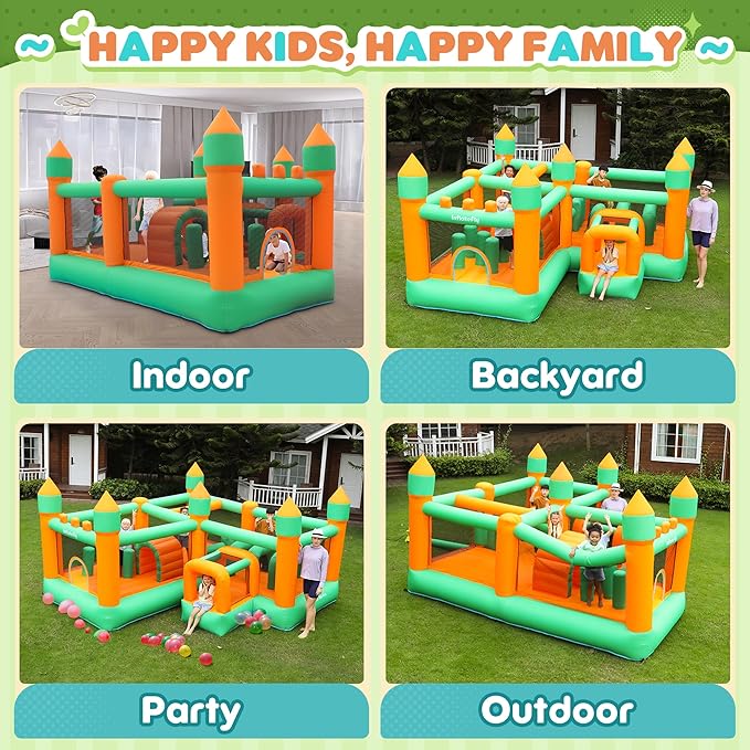 Inflatable Bounce House Kids Obstacle Bouncy Castle for Outdoor Indoor