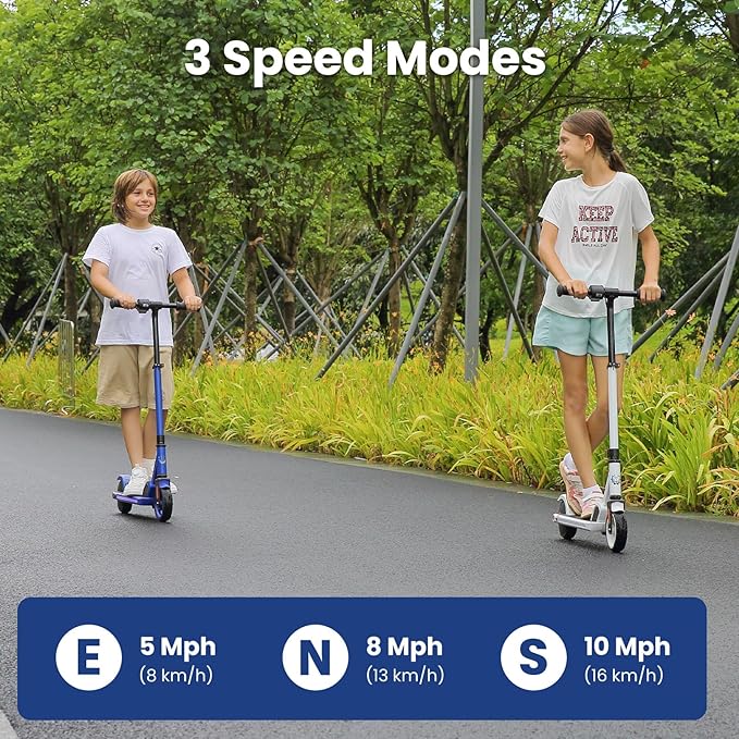 Caroma Electric Scooter for Kids Ages 6-14, 150W/180W Motor,10 MPH Max Speed & 7 Miles,Adjustable Height & Speed,Colorful Lights,LED Display,Foldable Kids Electric Scooter 132 Lbs Max Load