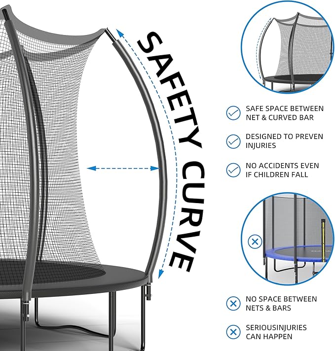 12FT 14FT Trampoline Enclosure Net Outdoor Jump for Kids and Adults Round ASTM Approved