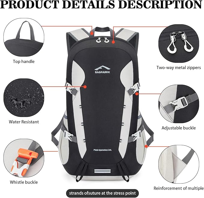 Hiking Backpack,Large 35L Travel Backpacks for Men Women,Water Resistant Ultra Lightweight Foldable Packable Camping Daypack for Outdoor Sports