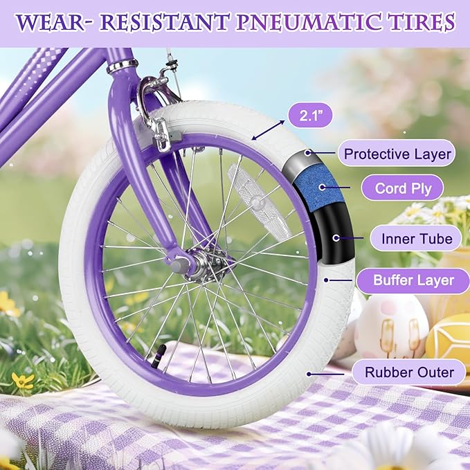 XJD Girls Bike for Toddlers and Kids Ages 2-12 Years Old,12 14 16 Inch Kids Bike with Training Wheels & Basket