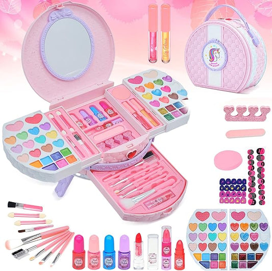 Kids Washable Makeup Girls Toys - Real Makeup Kit for Little Girls, Kid Make up Set for Toddlers Children Princess Dress Up Birthday Gifts Toy for 3 4 5 6 7 8 9 10 11 12 Year Old Girl (Pastel Violet)