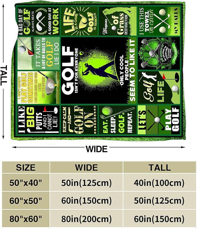 Golf Blanket Fleece Soft Warm Plush Golfing Throw Blankets Lightweight Plush Fuzzy Cozy Blanket Gifts for Lovers Men Women Suitable for Couch Sofa Bed 80"X60"