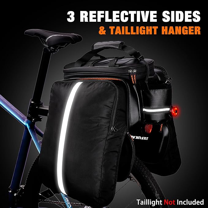 JXFUKAL Bike Bags for Bicycle Rear rack - 9.5L/17L/40L Hard Shell Waterproof Bike Ebike Trunk Pannier Saddle Seat Bag Carrier with Reflector, Rain Cover & Shoulder Strap for Commuter Travel Outdoor