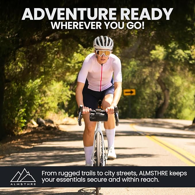 Simple Bar Bag | Soft-Shell Bike Handlebar Bag with Waterproof Zipper & Adjustable Straps | Lightweight Bicycle Handlebar Bag (Simple, Midnight Black)