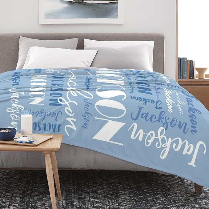 Name Blanket Personalized Blanket for Adult Kids Flannel Customize Throw Blanket Custom (Color 02, 50 x 60 Inches)