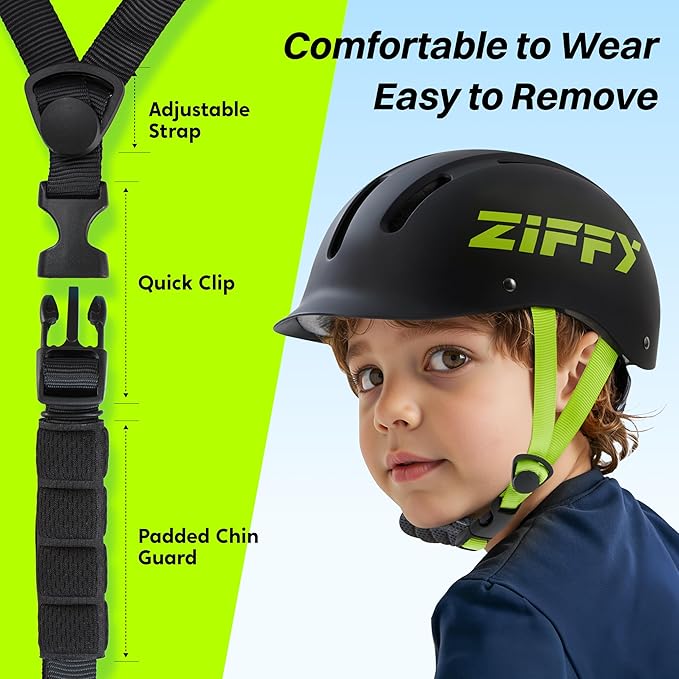 ZIFFY Kids/Toddler Bike Helmet, Adjustable, Lightweight, Safety Certified Scooter Helmet for Boys & Girls with Washable Inner Lining, 2 Sizes, 4 Colors – Fits Toddlers to Youth