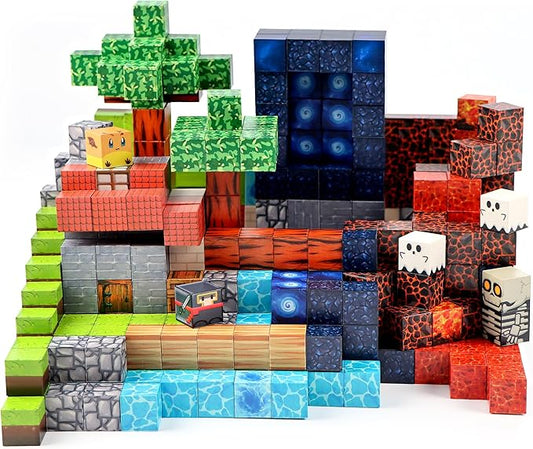 Magnetic Building Block Toy - 144PSC 0.8in Stacking Construction Set to Cultivate STEM Skills for Boys and· Girls 6 7 8 9 Christmas Birthday