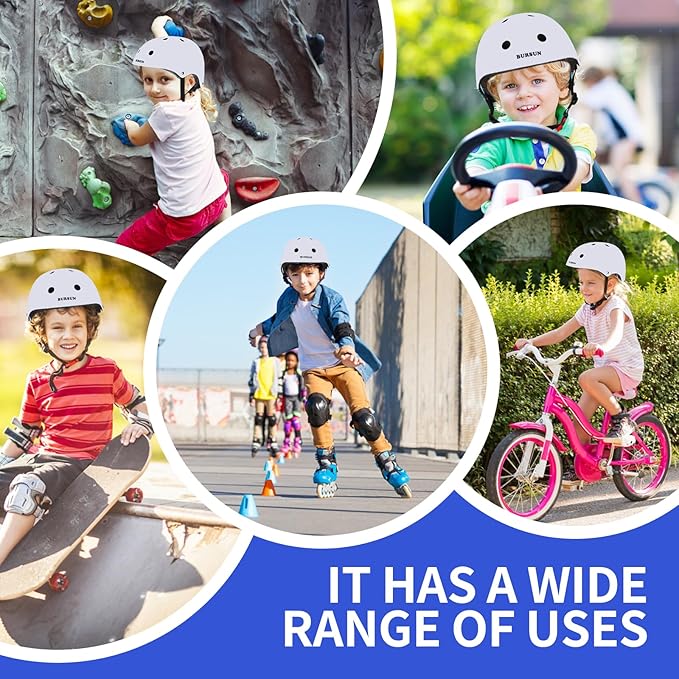 BURSUN Kids Bike Helmet Ventilation & Adjustable Toddler Helmet for Ages 2-14 Kids Boys Girls Multi-Sport Helmet for Skateboard Roller Skateing Bicycle Scooter blance Bike