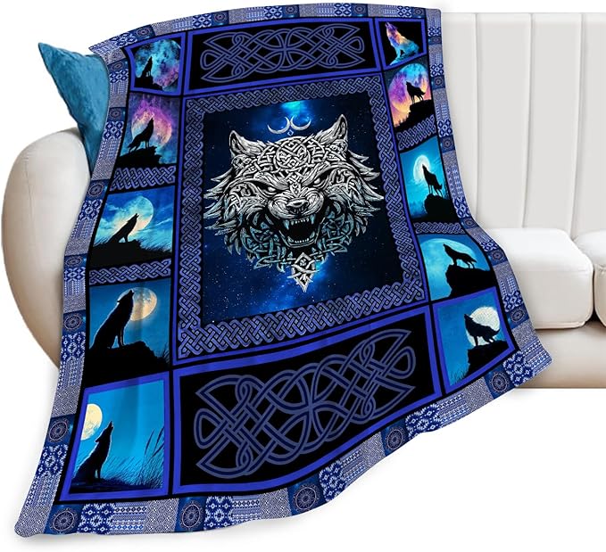 Wolf Throw Blanket Wolf Stuff Gifts for Kids Girls Boys Adults Women Men Soft Cozy Warm Plush Fluffy Fuzzy Fleece Blanket Decor 50''X60''