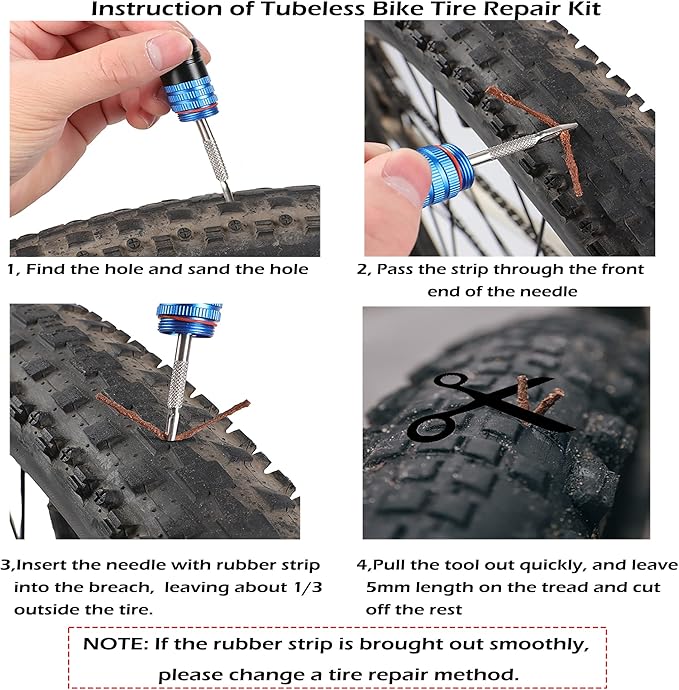 RRK Tubeless Bike Tire Tool, Repair Kit and Sealant Injector Syringe Set with Valve Removal Tool Kit