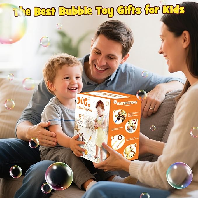 Nicmore Automatic Bubble Machine for Toddlers: Portable Dog Bubble Maker Blower Toys for 3 4 5 6 Year Old Boy Girl Kids Outdoor Toys for Easter Party Birthday