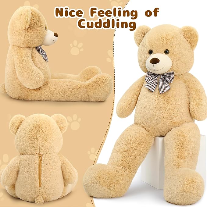 MaoGoLan Giant Teddy Bear 4 Feet,Adorable and Cuddly Big Bear Stuffed Animal 47", Classic Teddy Bear Plush Gift Decoration for Baby Shower,Party,Birthday,Valentines Day,Tan