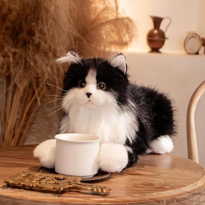 Chongker Stuffed Animals Handmade Cat Plush, Realistic Companion Pet, Black Cat