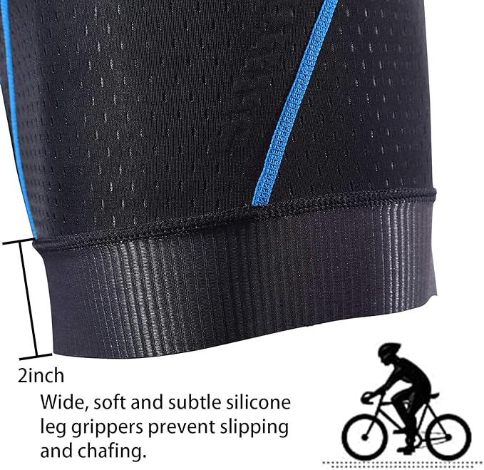 Souke Sports Men's Cycling Underwear Shorts 4D Padded Bike Bicycle MTB Liner Shorts with Anti-Slip Leg Grips