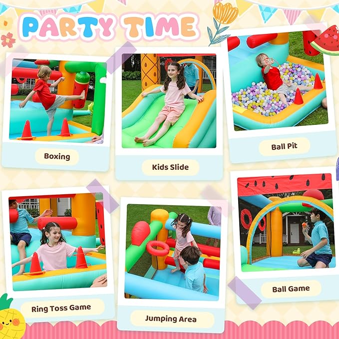 Bounce-House Bouncy-Castle Jump-House for Kids - Inflatable Bounce House with Slide for Indoor and Outdoor - Bouncy House with Blower - Ball Pit for Ages 3-8
