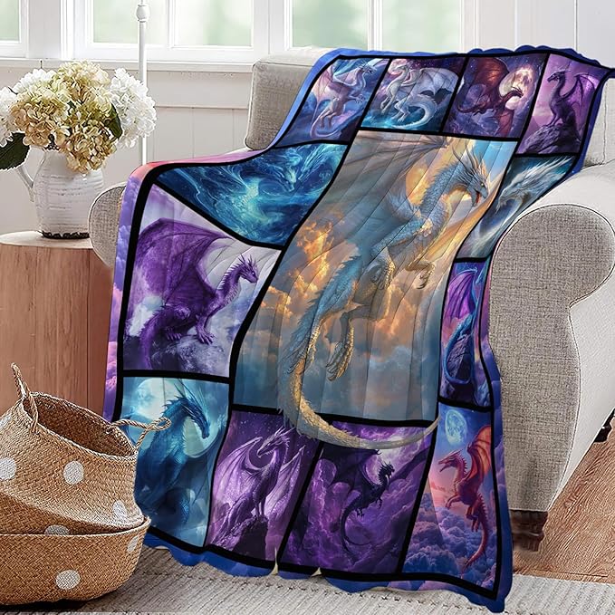 Dragon Blanket Dragons Lover Throw Blankets Gifts for Girls Boys Kids Dragon Lover Soft Cozy Fleece Plush for Couch Sofa Bed 60"x50"