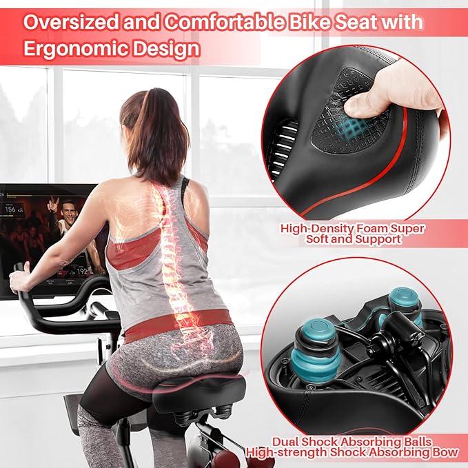 Oversized Bike Seat for Peloton Bike & Bike+, Wide Bicycle Saddle Replacement Compatible with Peloton, Exercise or Road Bikes, Seat Cushion for Men & Women