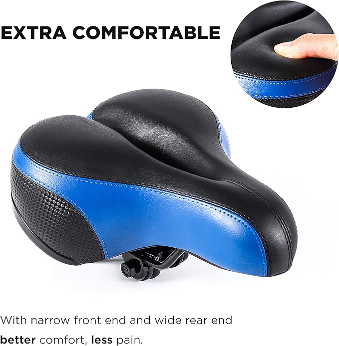 EBIKELING Bike Seat Dual Shock Absorbing Soft Comfortable Padded Bicycle Seat Cushion for Men Women Comfort - Memory Foam Universal Fit Bike Saddle for Exercise Outdoor Mountain Bikes
