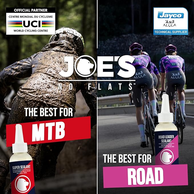 JOE'S NO FLATS Road Leader Sealant - Use for Low Volume High Pressure Road Bike Tires - Road Bike Tubeless Tire Sealant