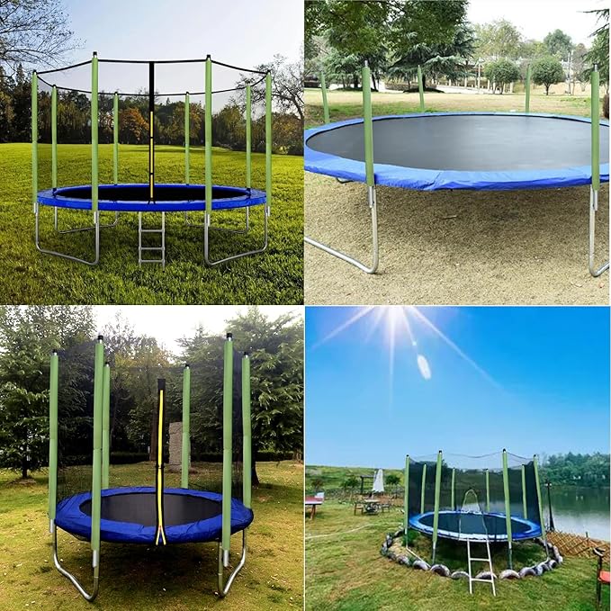 Universal Trampoline Poles, Replacement Poles with Clamp and Hardware, with Enclosure Pole Connecters, Screws and Bolts, Pole Caps