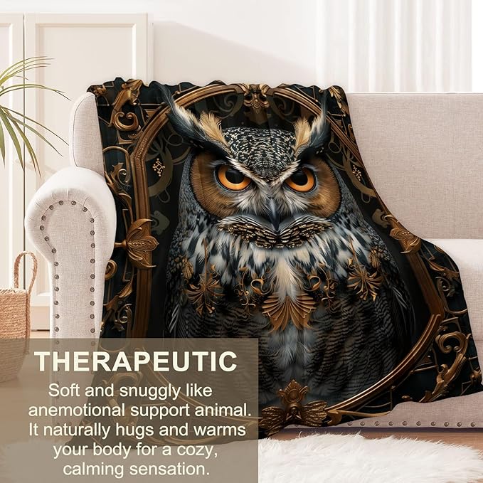 Owl Blanket for Women Kids Adults, Flannel Owl Blankets Gifts, Tarot Cards Owl Throw Blanket for Sofa Couch Bed Living Room Soft Warm Cozy Owl Decor 50" x 40"