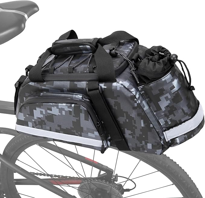 Bike Rear Rack Bag, Pannier Bags for Bicycles with 12L Capacity, Bike Trunk Cooler Bag with Reflective Strips, Reinforced Handle and Removable Shoulder Strap