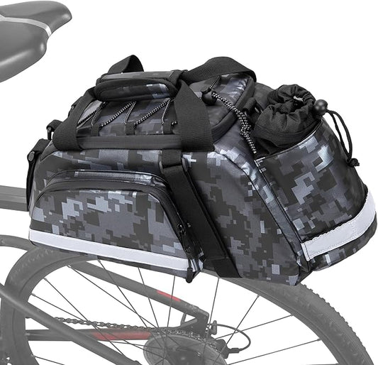 Bike Rear Rack Bag, Pannier Bags for Bicycles with 12L Capacity, Bike Trunk Cooler Bag with Reflective Strips, Reinforced Handle and Removable Shoulder Strap