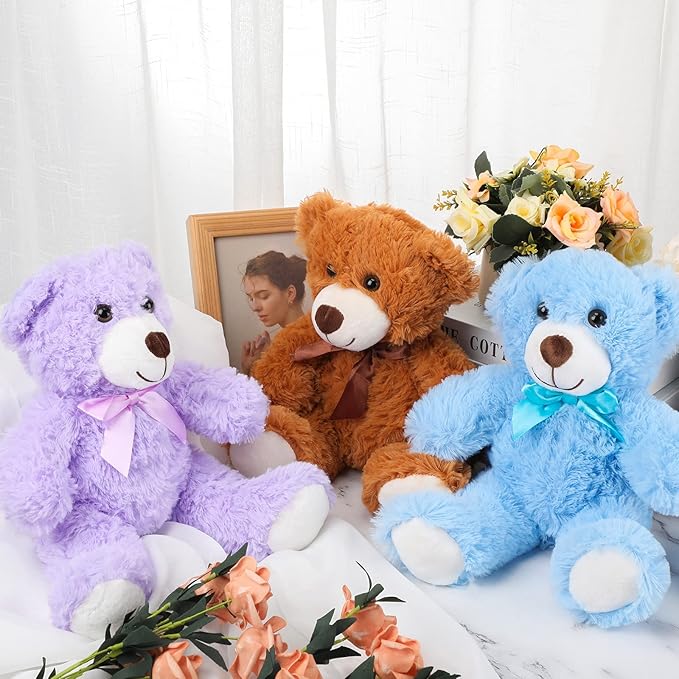 Zhanmai 9 Packs Cute Bear Stuffed Animals 14 Inch Plush Bears in 7 Colors Stuffed Animals Bulk for Valentine Gift Graduation Baby Shower Birthday Party Favor(Multicolor)
