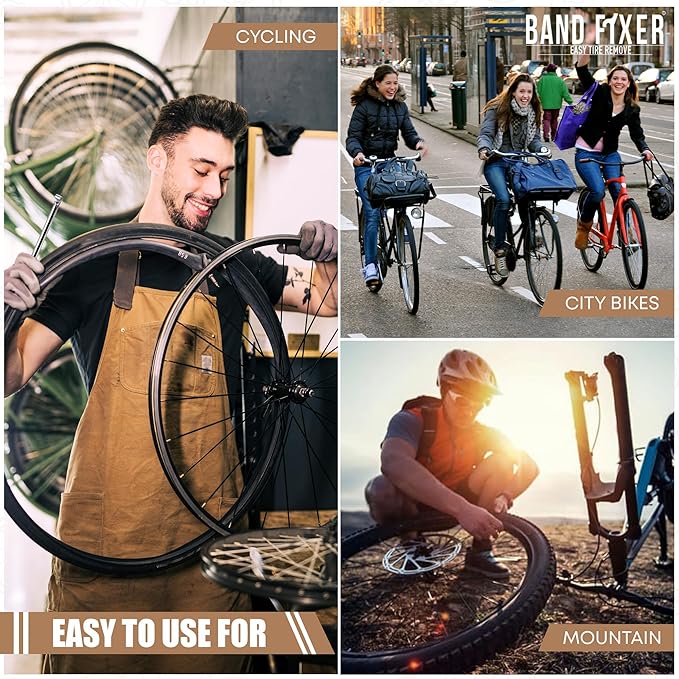 BANDFİXER Bike Tire Lever Bicycle Tire Repair Kit Removal and Fitting Back Tool for All Kind of Bike Tires Long Lasting Stainless Steel Body Adjustable for All Rim Dimensions