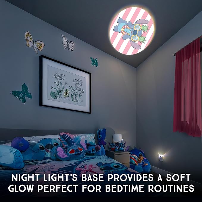 Projectables Disney Lilo and Stitch LED Kids Night Light, Projector, Plug-in, Dusk-to-Dawn, UL-Listed, Ideal for Hallway, Bedroom, Nursery, Playroom, Gaming Room, 84867