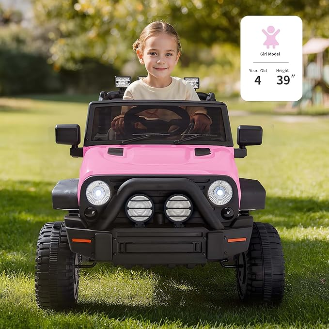 Kids Ride on Car Toy, 24V Electric Car for Kids with Remote Control, 2x200W Motors - Light Pink