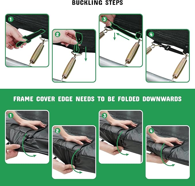 Polar Aurora 10FT 12FT 14FT 16FT Outdoor Trampoline with Safety Enclosure Net, Thickened Spring Pad，ASTM Approved Recreational Trampoline for Kids and Adults,Anti-Rust Coated Frame and Thickened Mat