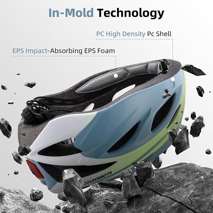 Adult Bike Helmet, Bicycle Helmet with Rear LED Light & Detachable Magnetic Goggles, CPSC/CE Certified Cycling Helmet Adjustable for Men Women Mountain & Road