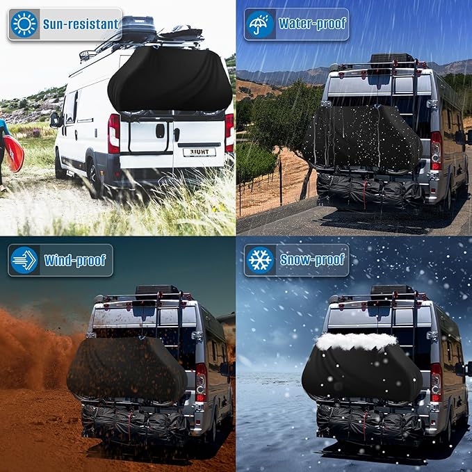 SIRUITON Bike Cover for Transport 1-3 Bike-Heavy Duty 420D Travel Bike Covers, Outdoor Strong UV Protection & Windproof, Waterproof Bicycle Rack Covers for Car, Truck, RV, SUV.