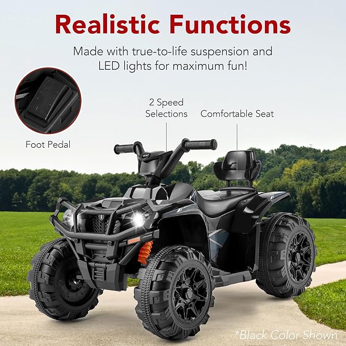Best Choice Products 12V Kids Ride-On Electric ATV, 4-Wheeler Quad Car Toy w/Bluetooth Audio, 2.4mph Max Speed, Treaded Tires, LED Headlights, Radio - Blue
