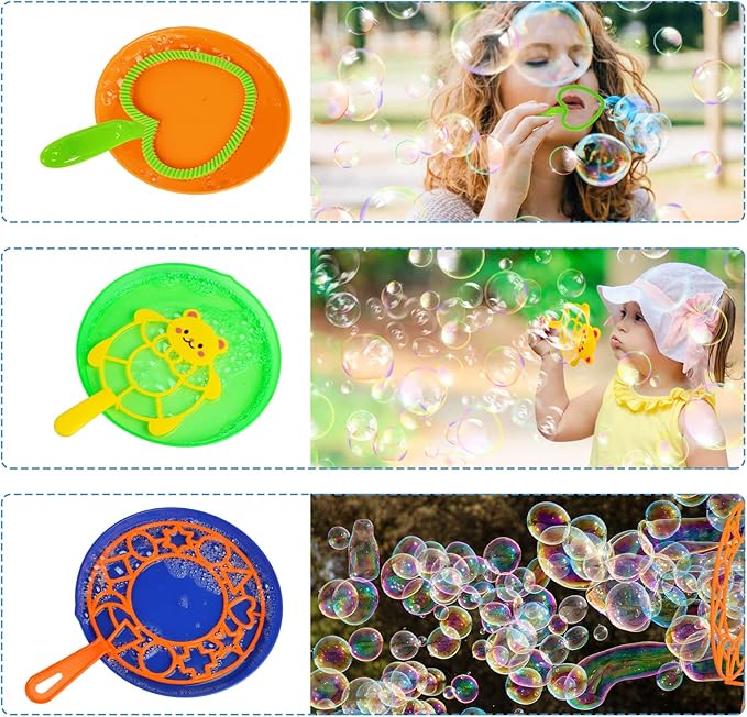 Roberly 28 Pcs Big Bubble Wands Set Bulk for Kids Summer Outdoor Activities Party Favors Gifts Birthday Games, Giant Bubbles Making Toys with Tray