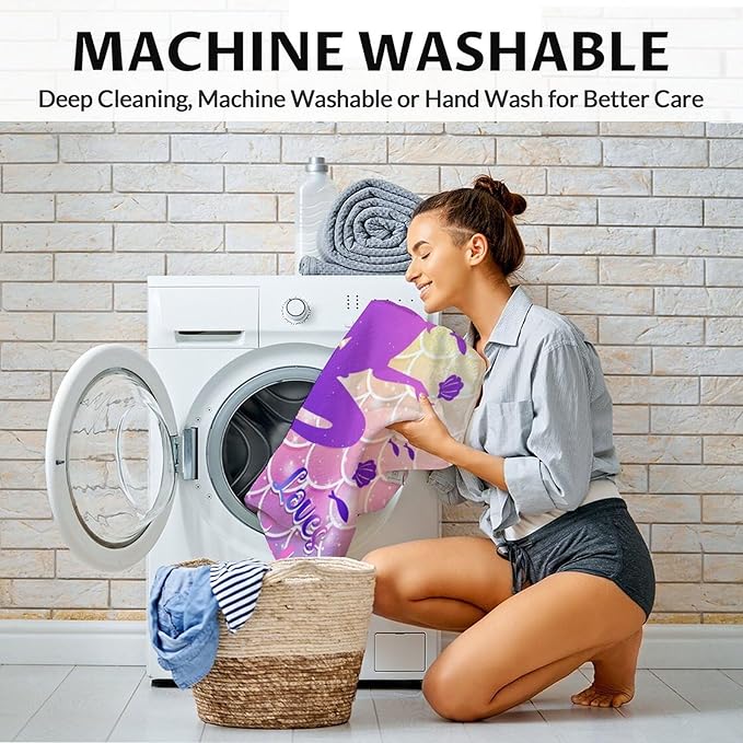 Personalized Mermaid Blanket with Name - Soft, Fuzzy & Warm - 30"x40" Small Blanket for Couch, Office - Colorful Cute Throw Gifts for Girls