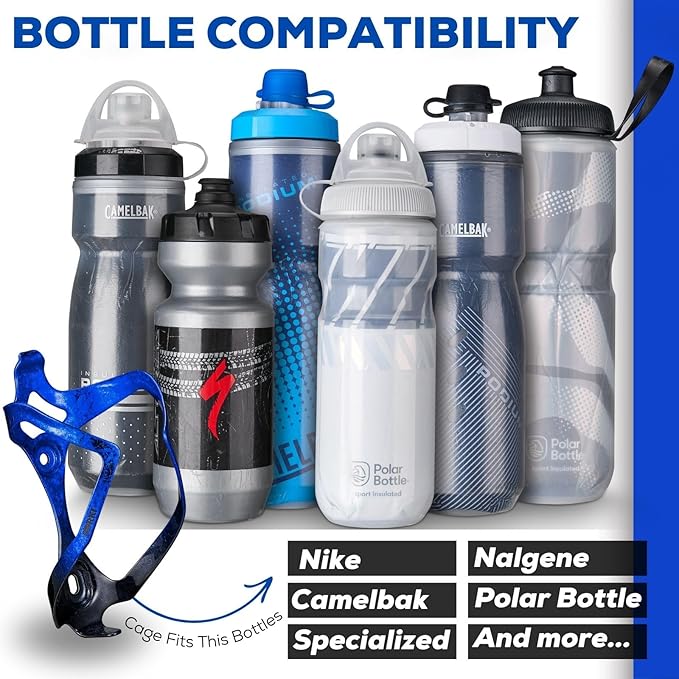 Bike Water Bottle Holder Bicycle Cage for Mountain Road MTB Gravel Adult Bikes Cycling Universal Carrier Rack 1 Pack Aluminum Alloy Ultralight Kettle Drink Accessories Blue