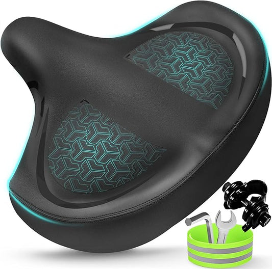 2024 New Noseless Bike Seat Cushion for Men & Women - Extra Padding & Comfort Wide Bicycle Seat, Oversized Comfortable Saddle for Peloton Bikes, Exercise Bikes, Electric Bikes, Cruiser Bikes