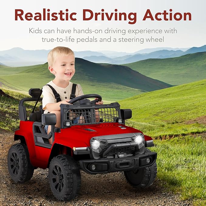 Best Choice Products 6V Kids Ride On Toy, Mini Truck, Electric Play Car w/Parent Remote Control, 4-Wheel Suspension, LED Lights, 2 Speeds, Functional Horn, 3.1MPH Max Speed - Red