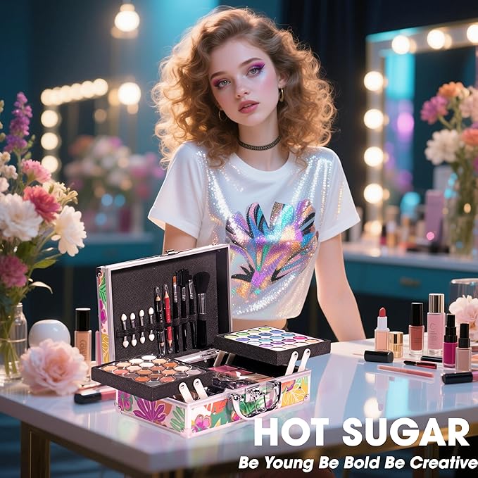 Hot Sugar Makeup Kit for Women Full Kit, Teen Girls Makeup Set Ages 8-16 for Birthday & Christmas (Tropical)