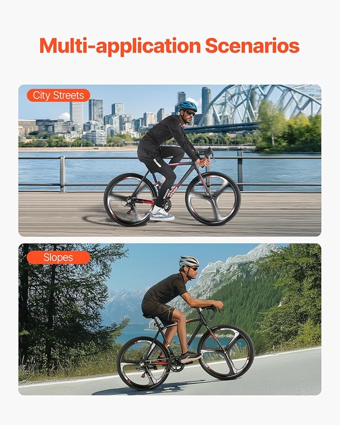 VEVOR Road Bike, 700C Wheels Racing Bike, Shimano Drivetrain City Commuter Road Bicycle, Urban Adult Sport Bicycle with Drop Bar, for Men and Women