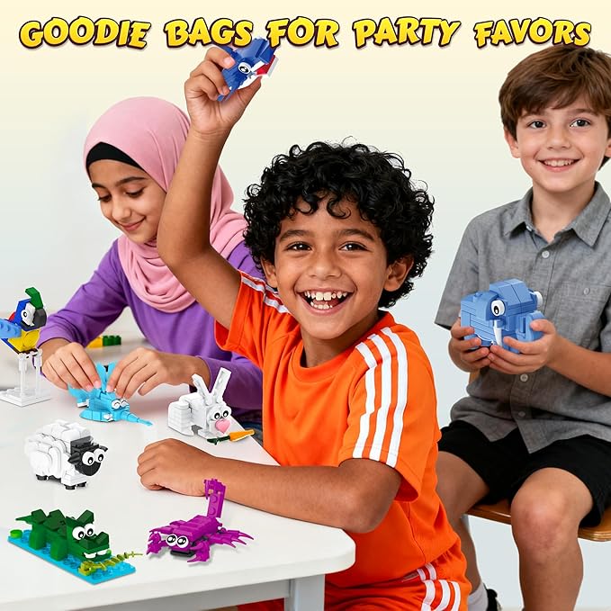 24 Packs Party Favors for Kids 4-8 8-12, 961 PCS Mini Animal Building Blocks Blind Bags for Birthday Goodie Bags, Treasure Box Toys for Classroom, Pinata Stuffers