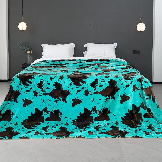 Oversized King Size Fleece Blanket Turquosie 90"x108" Lightweight Soft Cozy Teal Blue Decorative Flannel King Blanket for Bed Couch All Seasons