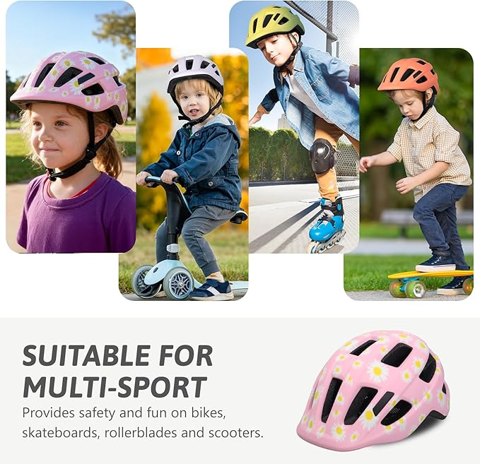 Toddler Kids Bike Helmet, Adjustable Infant Baby Bicycle Helmet for Age 1-3-5-8 Years Child Boys Girls, Multi-Sport Scooter Skateboard, 2 Sizes
