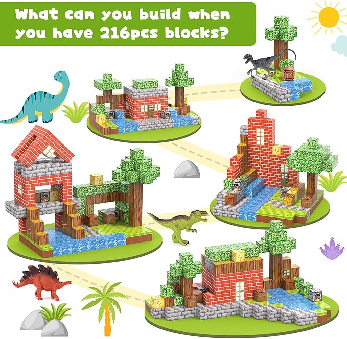 Magnetic Blocks 216Pcs Magnetic Building Blocks, Sensory Toys for Kids Boys Girls Age 3 4 5 6 7 8 9 10 Birthday Gifts