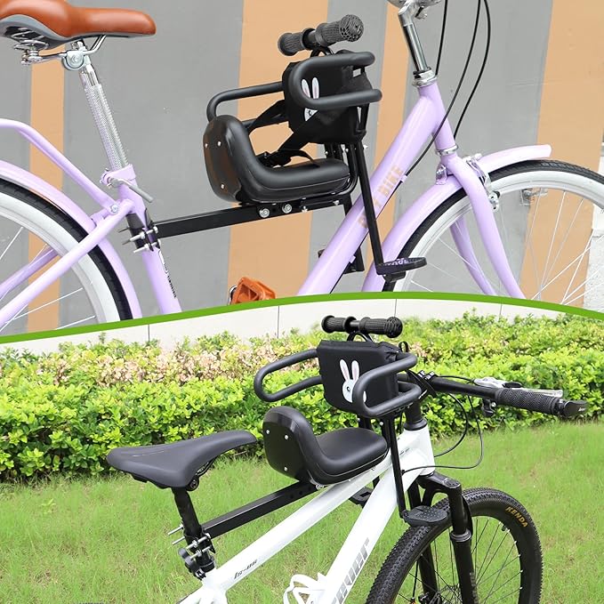 Child Bike Seat - Front Mount, Kids Bike Seat for Adult Bike,Retractable Baby Bike Seat Front Mounted, Toddler Bike Seat for Children 8 Months~6 Years