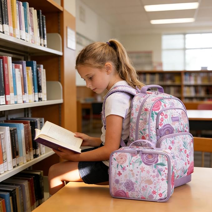 mommore Kids Backpack for Boys Girls Preschool Kindergarten Backpacks Lightweight Elementary School Bookbag with Lunch Box