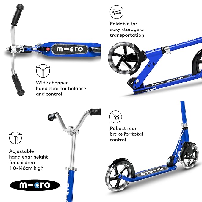 Micro Kickboard - Micro Cruiser LED - Two Wheeled, Fold-to-Carry Swiss-Designed Micro Scooter for Kids with Smooth Gliding Light-Up, Large Wheels for Ages 6+